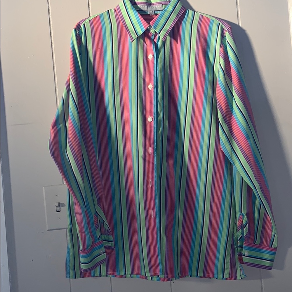Foxcroft size 4 colored stripped shirt